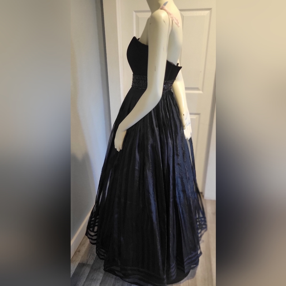 Rachel Allan Black Strapless Gown With Corset And Bra 3 Layer Size 2 - Picture 14 of 16